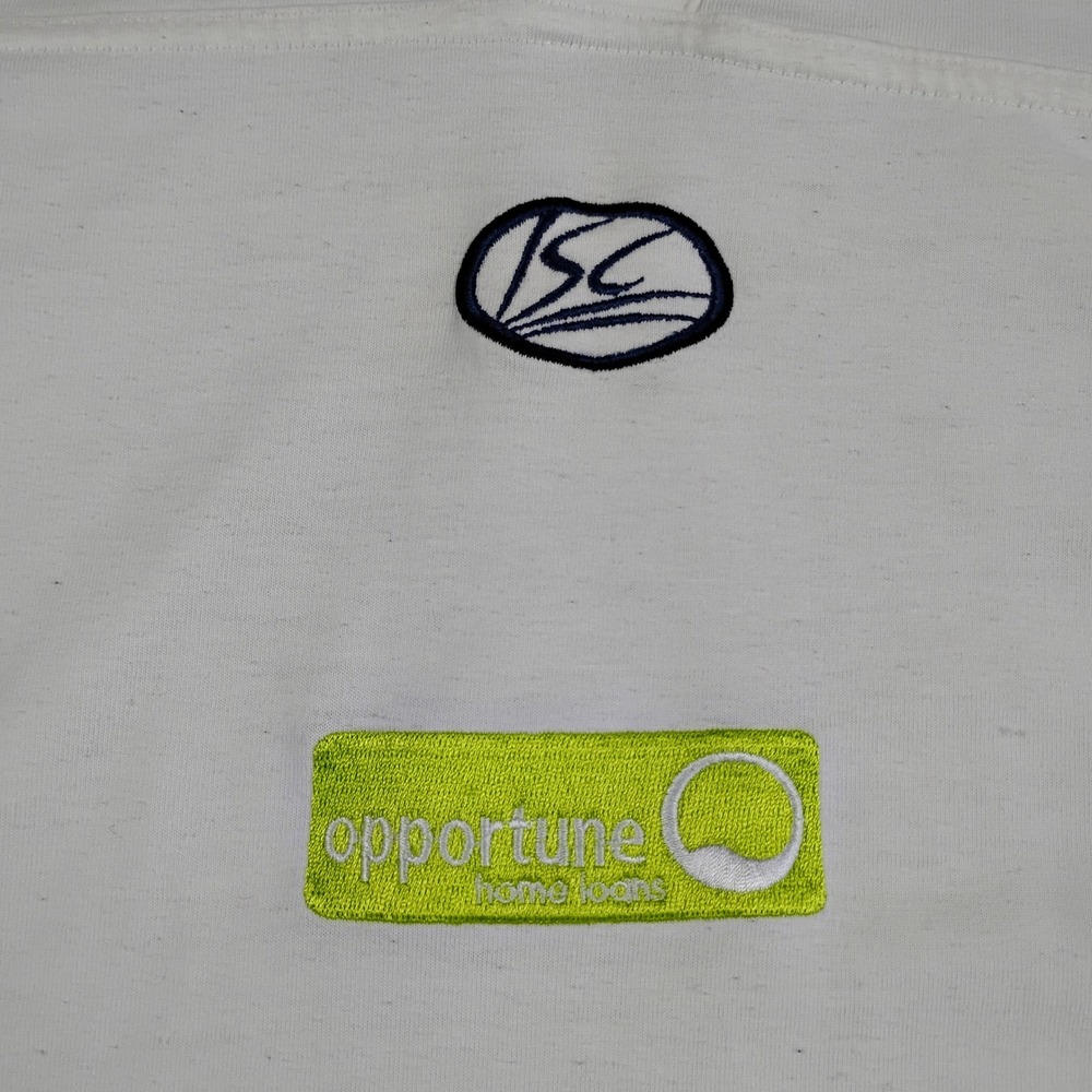 ISC Easts Cricket Mens White Short Sleeve Polo Shirt Sponsor Logos Size L - Picture 2 of 15